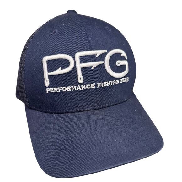 Columbia PFG Fishing Mesh Ball Cap Hat Performance Gear Snapback Navy Blue - Picture 1 of 16